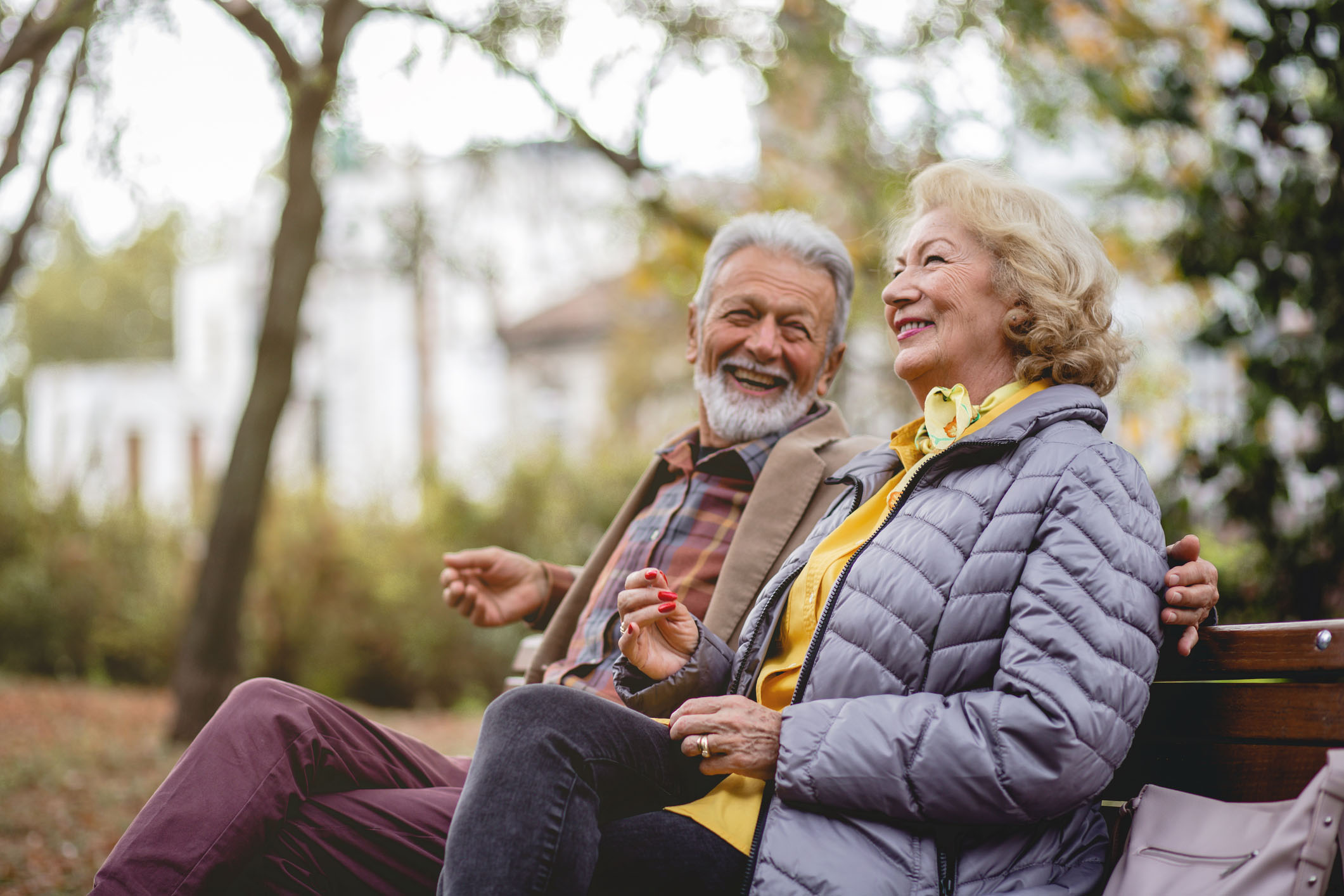 Couple enjoying the fall weather. 