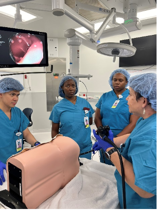 Residents practicing endoscopy